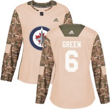 Winnipeg Jets Women's Ted Green Adidas Authentic Green Camo Veterans Day Practice Jersey