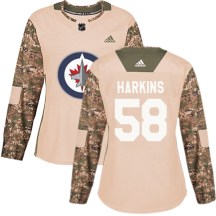 Winnipeg Jets Women's Jansen Harkins Adidas Authentic Camo Veterans Day Practice Jersey
