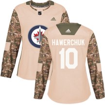 Winnipeg Jets Women's Dale Hawerchuk Adidas Authentic Camo Veterans Day Practice Jersey