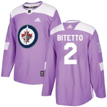 Winnipeg Jets Men's Anthony Bitetto Adidas Authentic Purple Fights Cancer Practice Jersey