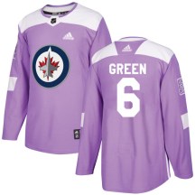 Winnipeg Jets Men's Ted Green Adidas Authentic Purple Fights Cancer Practice Jersey