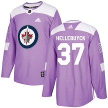 Winnipeg Jets Men's Connor Hellebuyck Adidas Authentic Purple Fights Cancer Practice Jersey