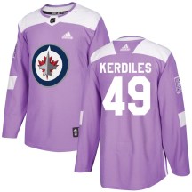 Winnipeg Jets Men's Nic Kerdiles Adidas Authentic Purple Fights Cancer Practice Jersey