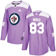 Winnipeg Jets Men's Sami Niku Adidas Authentic Purple Fights Cancer Practice Jersey