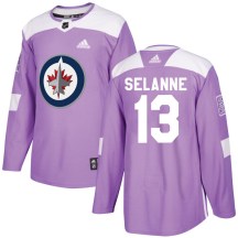 Winnipeg Jets Men's Teemu Selanne Adidas Authentic Purple Fights Cancer Practice Jersey