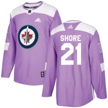 Winnipeg Jets Men's Nick Shore Adidas Authentic Purple Fights Cancer Practice Jersey