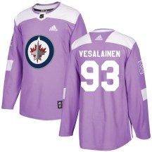 Winnipeg Jets Men's Kristian Vesalainen Adidas Authentic Purple Fights Cancer Practice Jersey