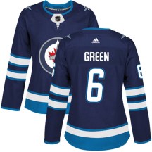 Winnipeg Jets Women's Ted Green Adidas Authentic Green Navy Home Jersey