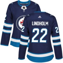 Winnipeg Jets Women's Par Lindholm Adidas Authentic Navy Home Jersey
