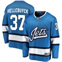 Winnipeg Jets Men's Connor Hellebuyck Fanatics Branded Breakaway Blue Alternate Jersey
