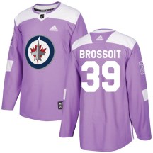 Winnipeg Jets Youth Laurent Brossoit Adidas Authentic Purple Fights Cancer Practice Jersey