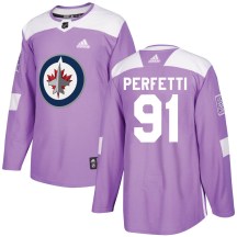 Winnipeg Jets Youth Cole Perfetti Adidas Authentic Purple Fights Cancer Practice Jersey