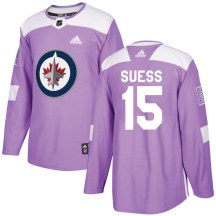 Winnipeg Jets Youth C.J. Suess Adidas Authentic Purple Fights Cancer Practice Jersey