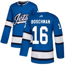 Winnipeg Jets Men's Laurie Boschman Adidas Authentic Blue Alternate Jersey