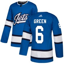 Winnipeg Jets Men's Ted Green Adidas Authentic Blue Alternate Jersey