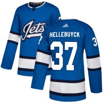 Winnipeg Jets Men's Connor Hellebuyck Adidas Authentic Blue Alternate Jersey