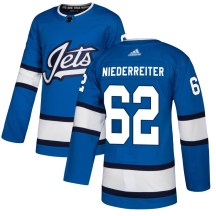 Winnipeg Jets Men's Nino Niederreiter Adidas Authentic Blue Alternate Jersey
