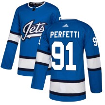 Winnipeg Jets Men's Cole Perfetti Adidas Authentic Blue Alternate Jersey