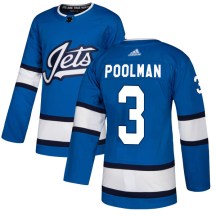 Winnipeg Jets Men's Tucker Poolman Adidas Authentic Blue Alternate Jersey