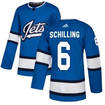 Winnipeg Jets Men's Cameron Schilling Adidas Authentic Blue Alternate Jersey