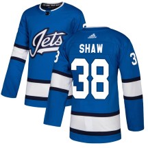 Winnipeg Jets Men's Logan Shaw Adidas Authentic Blue Alternate Jersey