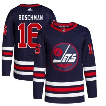 Winnipeg Jets Youth Laurie Boschman Adidas Authentic Navy 2021/22 Alternate Primegreen Pro Jersey