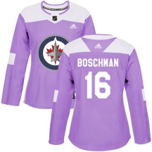 Winnipeg Jets Women's Laurie Boschman Adidas Authentic Purple Fights Cancer Practice Jersey