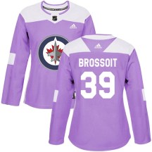 Winnipeg Jets Women's Laurent Brossoit Adidas Authentic Purple Fights Cancer Practice Jersey