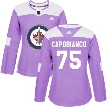 Winnipeg Jets Women's Kyle Capobianco Adidas Authentic Purple Fights Cancer Practice Jersey
