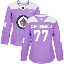 Winnipeg Jets Women's Kyle Capobianco Adidas Authentic Purple Fights Cancer Practice Jersey