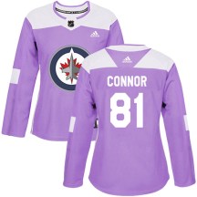 Winnipeg Jets Women's Kyle Connor Adidas Authentic Purple Fights Cancer Practice Jersey