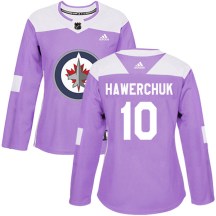 Winnipeg Jets Women's Dale Hawerchuk Adidas Authentic Purple Fights Cancer Practice Jersey