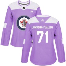 Winnipeg Jets Women's Axel Jonsson-Fjallby Adidas Authentic Purple Fights Cancer Practice Jersey