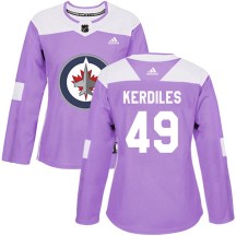 Winnipeg Jets Women's Nic Kerdiles Adidas Authentic Purple Fights Cancer Practice Jersey