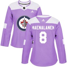 Winnipeg Jets Women's Saku Maenalanen Adidas Authentic Purple Fights Cancer Practice Jersey
