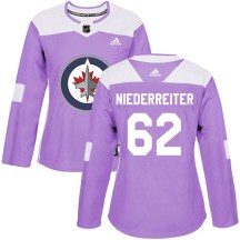 Winnipeg Jets Women's Nino Niederreiter Adidas Authentic Purple Fights Cancer Practice Jersey