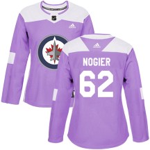 Winnipeg Jets Women's Nelson Nogier Adidas Authentic Purple Fights Cancer Practice Jersey