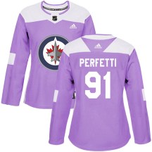 Winnipeg Jets Women's Cole Perfetti Adidas Authentic Purple Fights Cancer Practice Jersey