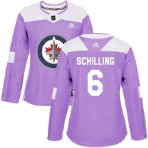 Winnipeg Jets Women's Cameron Schilling Adidas Authentic Purple Fights Cancer Practice Jersey
