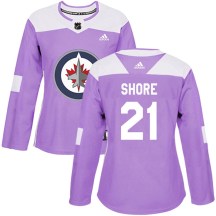 Winnipeg Jets Women's Nick Shore Adidas Authentic Purple Fights Cancer Practice Jersey