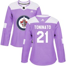 Winnipeg Jets Women's Dominic Toninato Adidas Authentic Purple Fights Cancer Practice Jersey