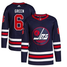 Winnipeg Jets Men's Ted Green Adidas Authentic Green Navy 2021/22 Alternate Primegreen Pro Jersey