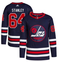Winnipeg Jets Men's Logan Stanley Adidas Authentic Navy 2021/22 Alternate Primegreen Pro Jersey