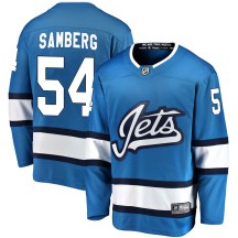 Winnipeg Jets Youth Dylan Samberg Fanatics Branded Breakaway Blue Alternate Jersey