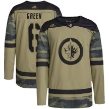 Winnipeg Jets Youth Ted Green Adidas Authentic Green Camo Military Appreciation Practice Jersey