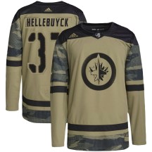Winnipeg Jets Youth Connor Hellebuyck Adidas Authentic Camo Military Appreciation Practice Jersey