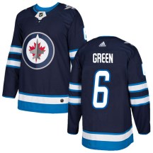 Winnipeg Jets Men's Ted Green Adidas Authentic Green Navy Home Jersey