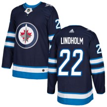 Winnipeg Jets Men's Par Lindholm Adidas Authentic Navy Home Jersey