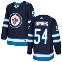 Winnipeg Jets Men's Dylan Samberg Adidas Authentic Navy Home Jersey