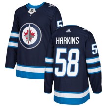 Winnipeg Jets Men's Jansen Harkins Adidas Authentic Navy Jersey
